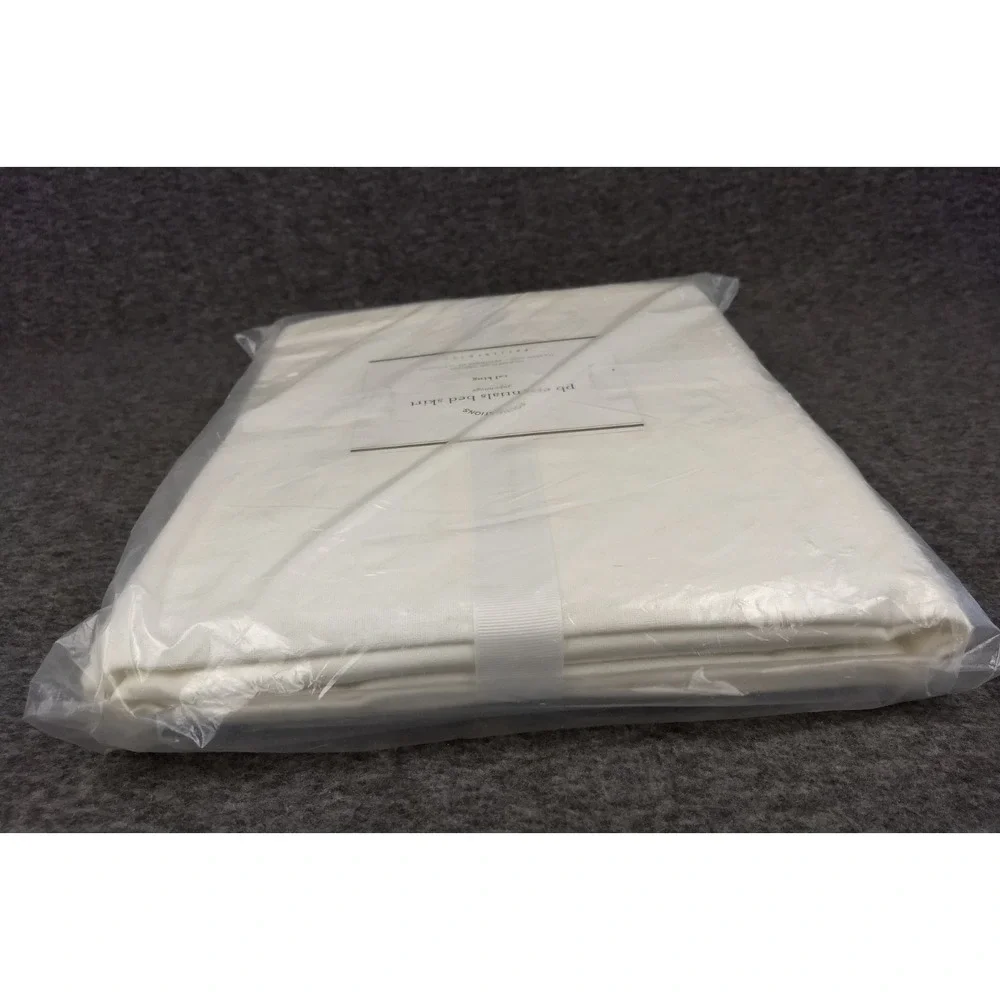 Pottery Barn Essentials Bed Skirt Cal King White Cotton Linen Blend 14